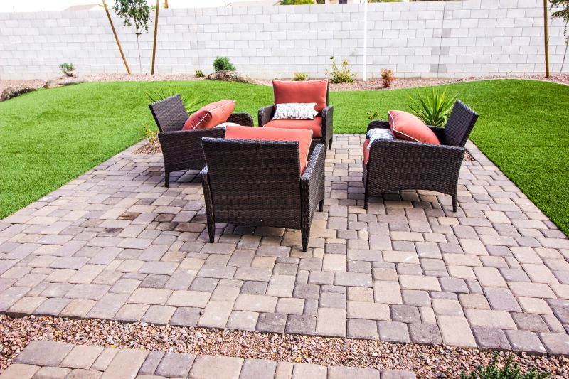Outdoor dining space with pavers